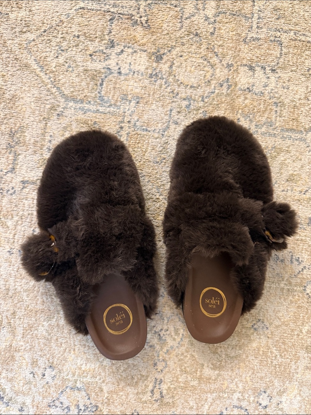 Solei Sea Aspy Brown Faux Fur Slide